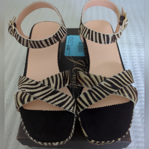 J.CREW hair calf platform sandals size 8 - Picture 1 of 7
